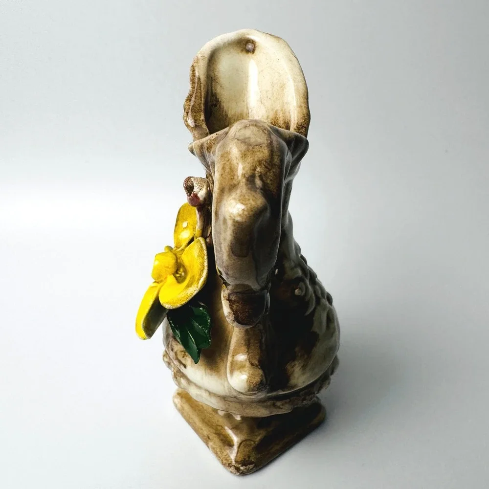 Vintage Capodimonte Italy Nuova Mini Ewer Pitcher Vase Applied Yellow Flower 4